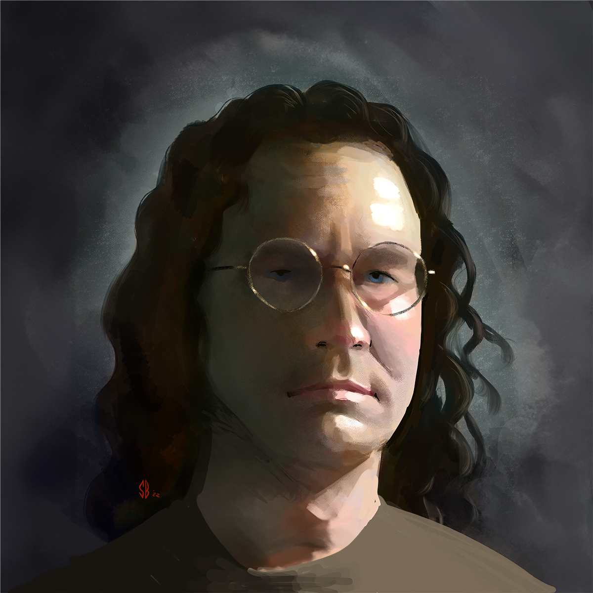 A painting of Sam's face